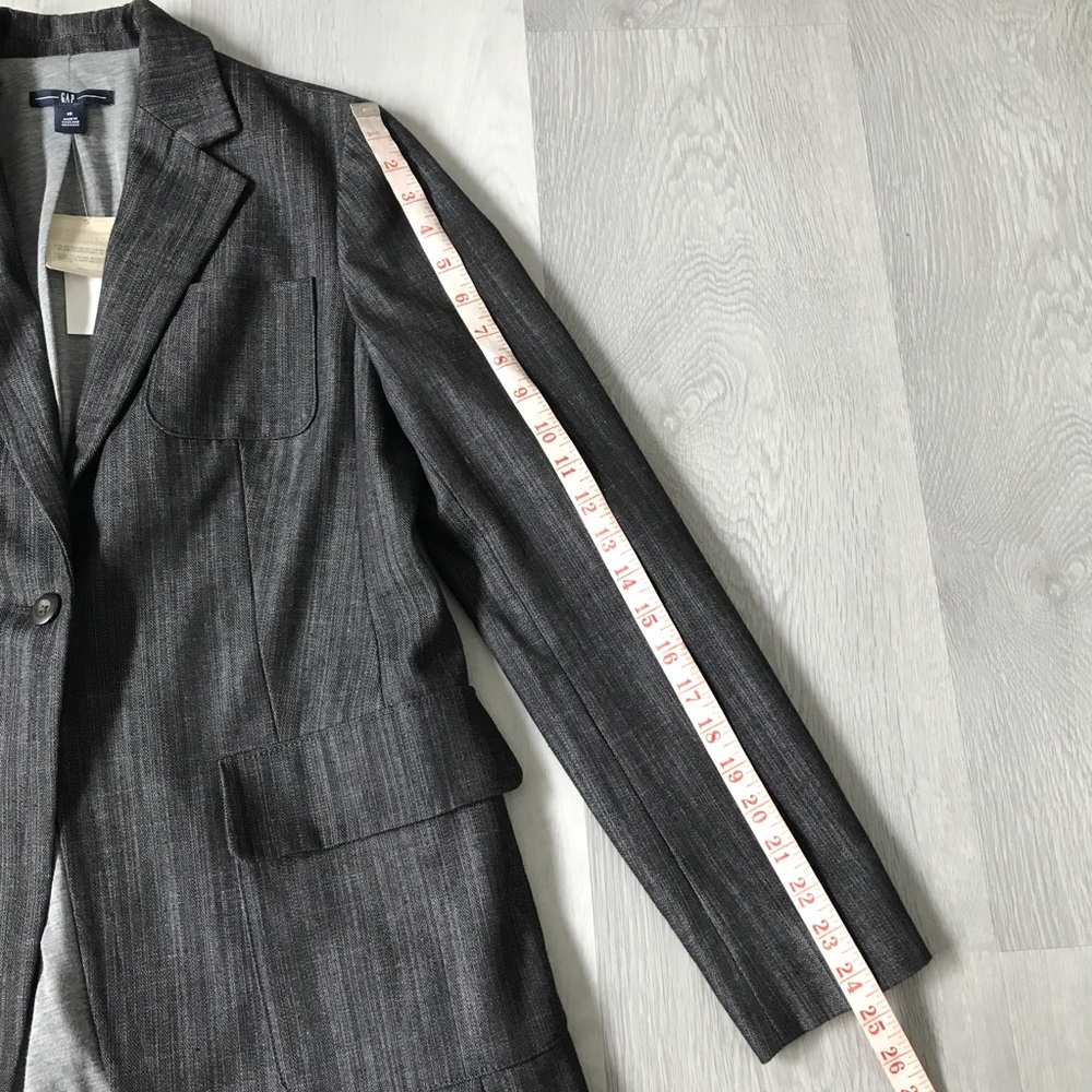 GAP TWILL DENIM GRAY BLAZER JACKET ONE BUTTON WOMENS 10 - Picture 9 of 11